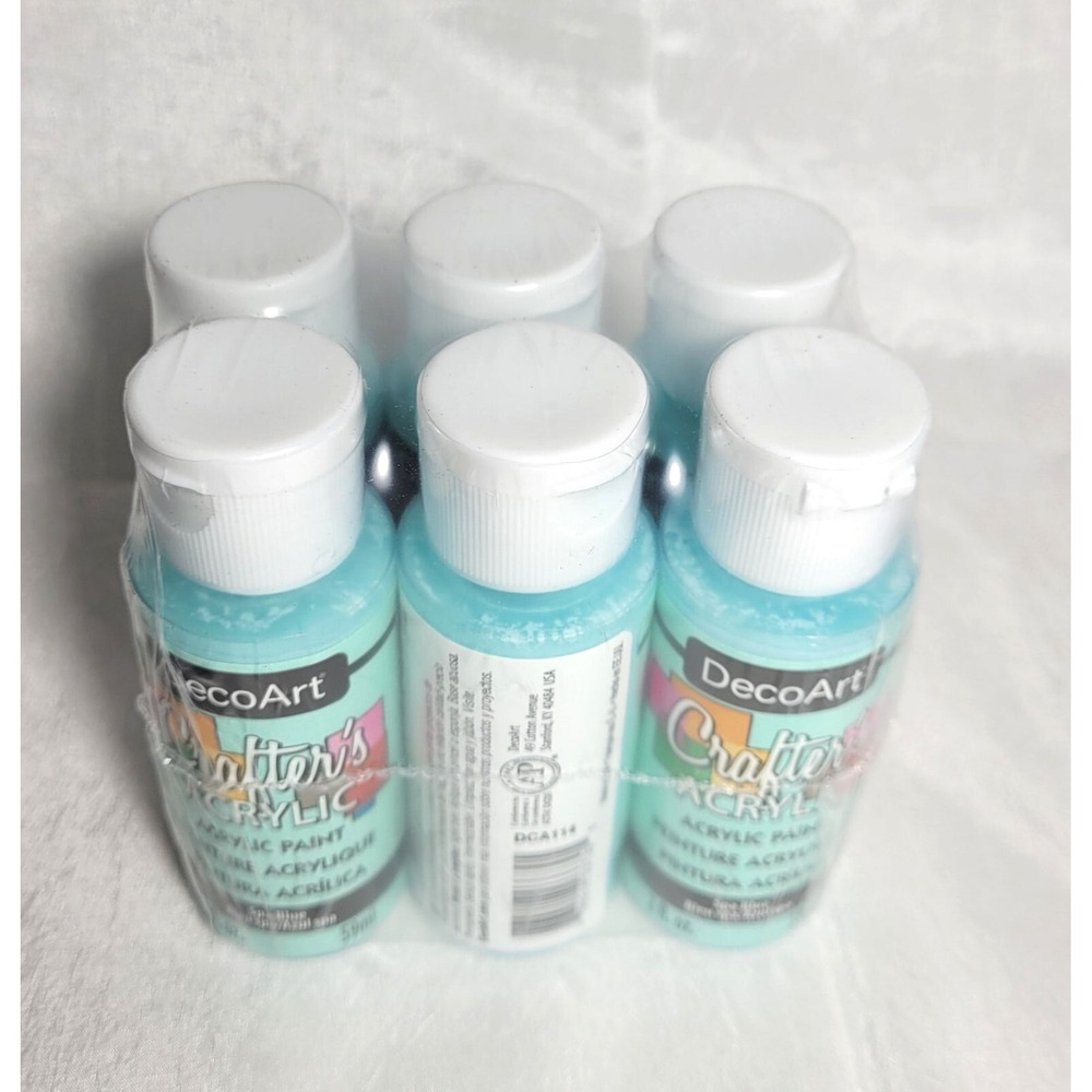 LOT 6 Bottles 2oz DecoArt Crafter's Acrylic Paint - Spa Blue